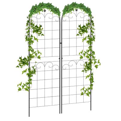 Outsunny Metal Trellis Set of 2, Garden Trellis for Climbing Plants Support Frames, Floral Design