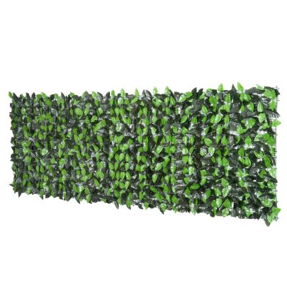 Outsunny Artificial Leaf Hedge Screen Privacy Fence Panel for Garden Outdoor Indoor Decor 3M x 1M Light Green and Dark Green