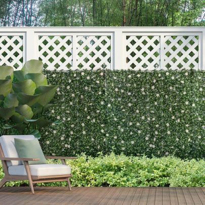 Outsunny 12PCS Artificial Boxwood Wall Panels 20" x 20" Rhododendron Privacy Fence Screen Faux Hedge Greenery Backdrop for Garden Backyard Balcony