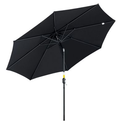 Outsunny 3(m) Tilting Parasol Garden Umbrellas, Outdoor Sun Shade with 8 Ribs, Tilt and Crank Handle for Balcony, Bench, Garden, Black