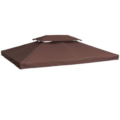 Gazebo Replacement Top Cover Tent Roof 2 Tier size 3m x 4m Brown 