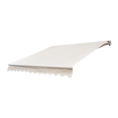 2.5x2 m Manual Retractable Awning Beige Canopy & White Frame