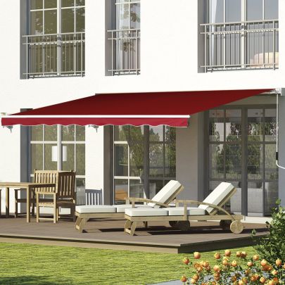 Manual Retractable Patio Awning Shelter UV Protection 2.5mx2m