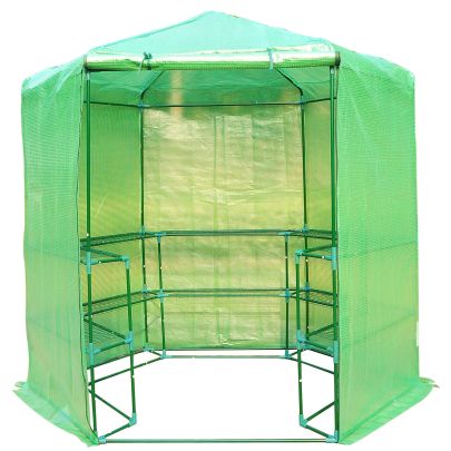 Hexagon Walk in 3 Tier Portable Greenhouse 194x225H cm