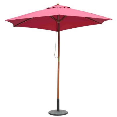 2.5m Wooden Garden Parasol Umbrella Red Wine