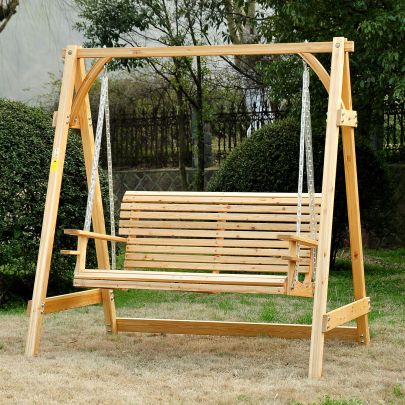 2 Seater Larch Wood Swing Chair Bench