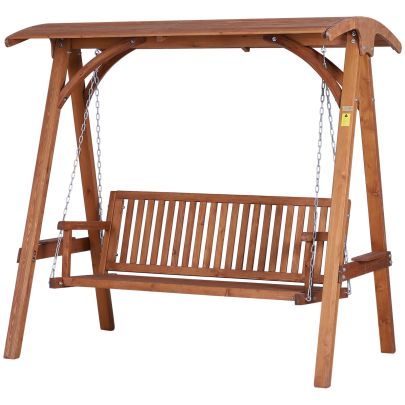 3 Seater Larch Wood Swing Chair Bench