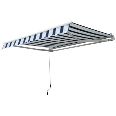Manual Retractable Awning 3x2.5 m Blue & White Stripes