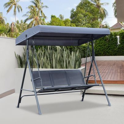 3 Seater Garden Swing Chair size 178x111x155cm Grey