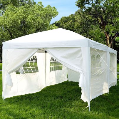 3 x 6m Garden Heavy Duty Water Resistant Pop Up Gazebo Marquee Party Tent Wedding Canopy Awning White