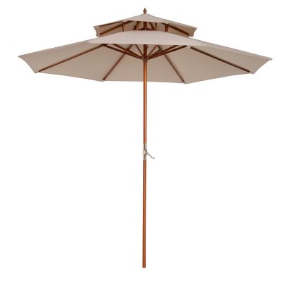 2.7m Patio Double Tier Umbrella Parasol Beige