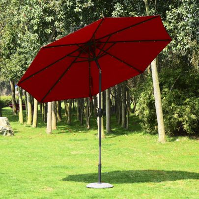 Umbrella Parasol 24 Solar LED Wine Red