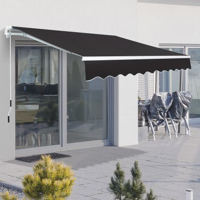 Awning Canopy Manual Retractable Porch Sun Shade Shelter 3 x 2m Grey