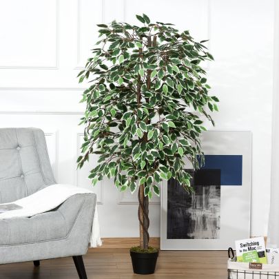 Artificial Ficus Plant Realistic Fake Tree Potted Home Office Decor 160cm