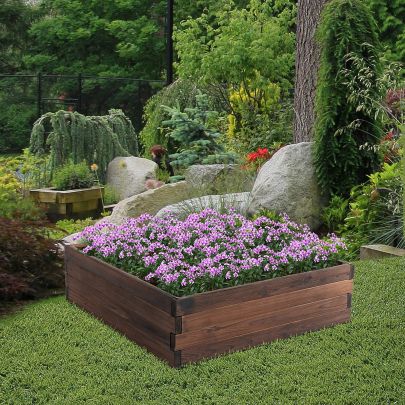 Wooden Raised Garden Bed Planter Grow Containers Flower Vegetable Pot 80 x 80cm
