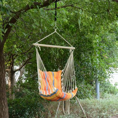 Hanging Swing Chair Seat Size:57W x 47.5D cm Multi Colour Stripes