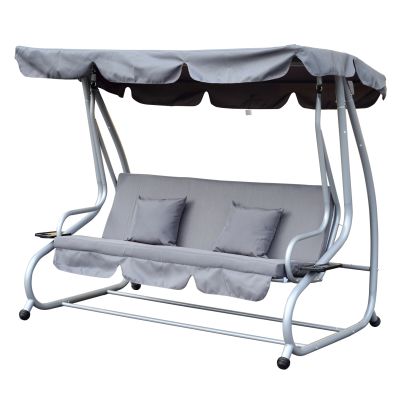 3 Seater Swing Chair W & 2 Free Pillows Grey