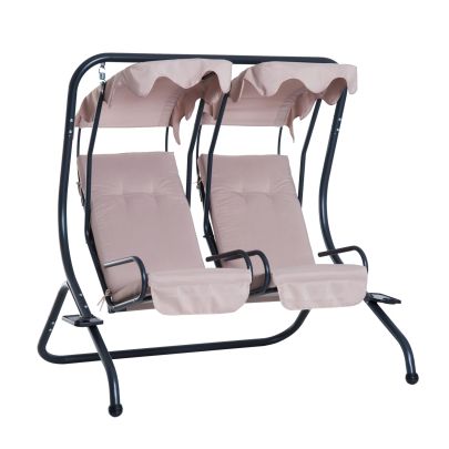 2 Seater Swing Chair Steel Beige