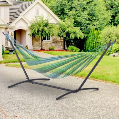 Adjustable Hammock Stand 280Lx120Wx110H cm Metal Frame Black