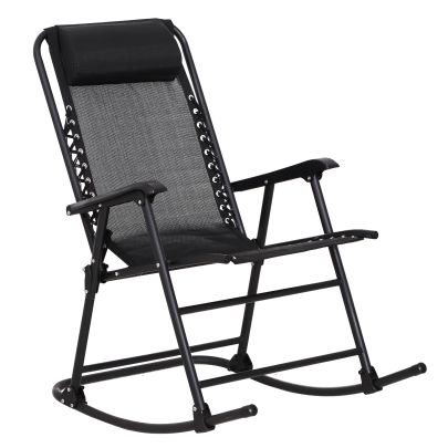 Folding Rocking Chair Zero Gravity Inc Headrest Black