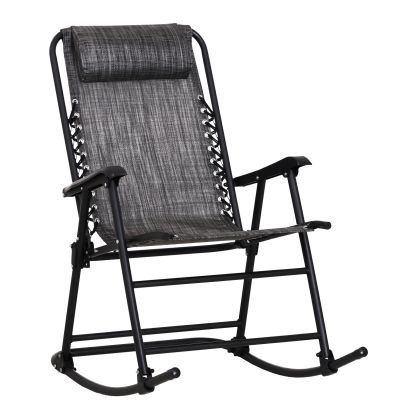 Folding Rocking Chair Zero Gravity Inc Headrest Grey