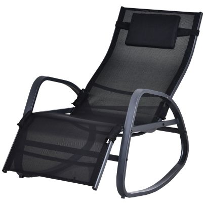 Metal Frame Zero Gravity Rocking Patio Chair Inc Pillow Black