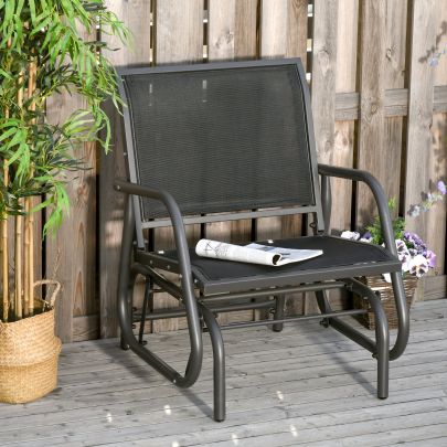 Outside Glider Swinging Lounge Chair Inc Weather & UV Resistance Grey Black