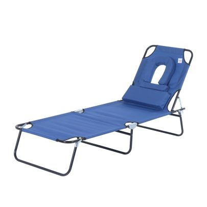Adjustable Sun Lounger W & Pillow Blue