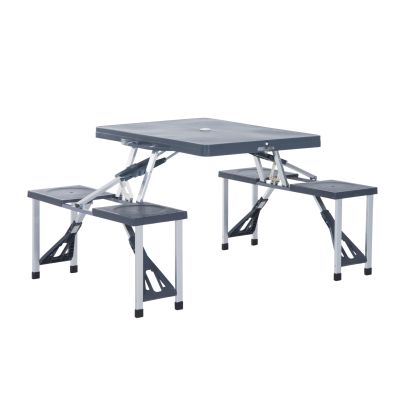 Camping 4 Seat Table Set W & Chairs Black & Grey