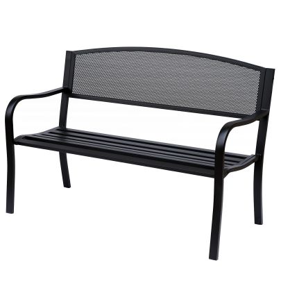 Garden Bench Furniture Patio Park 2 Person Chair Seat Steel Black 120cm Outdoor
