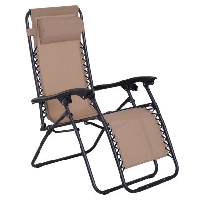 Zero Gravity Adjustable Chair Steel Frame Texteline Beige