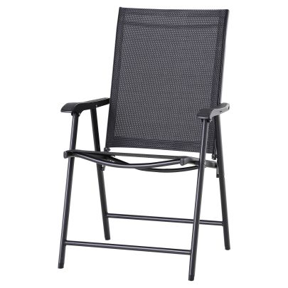 Steel Frame Set of 2 Foldable Outdoor Garden Chairs Black