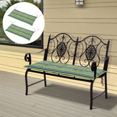 Polyester Set Of 2 Swing Chair Cushion Green Stripes