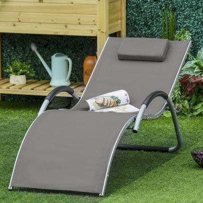 Lounger Chair Portable Armchair with Removable Pillow for Yard Beach Texteline