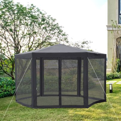 Hexagonal Metal Netting Gazebo Patio Outdoor Canopy Party Activity Event Marquee