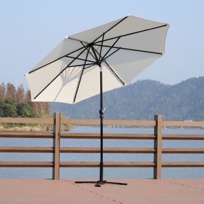 24 LED Solar Powered Parasol Umbrella Creamy White