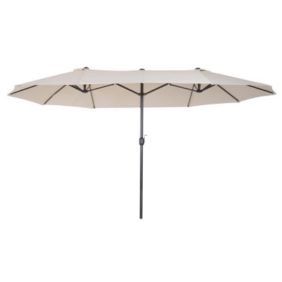 4.6m Double Sided Patio Parasol Sun Umbrella Cream White