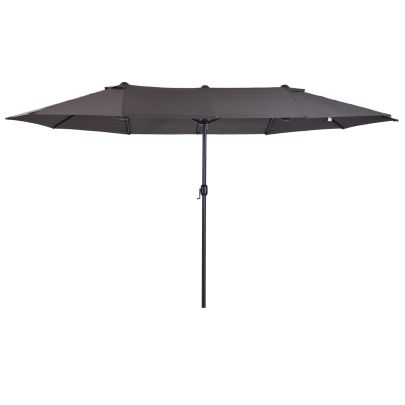 4.6m Garden Parasol Double Sided Sun Umbrella Patio Market Shelter Canopy Shade Outdoor Grey