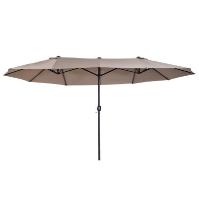 4.6m Double Sided Patio Parasol Sun Umbrella Tan