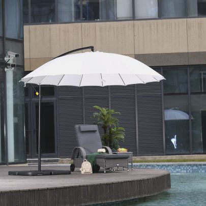3m Cantilever Umbrella 18 Ribs & Vents Adjustable Angle for Patio Cream White