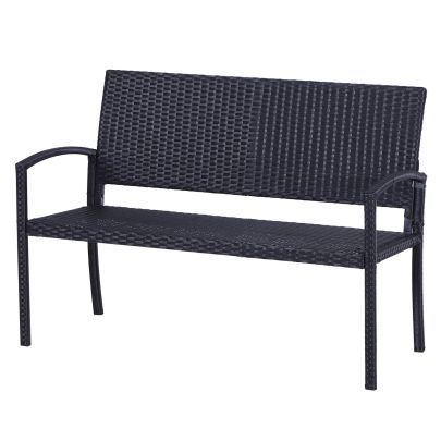 Rattan Chair 2 Seater Loveseat Black