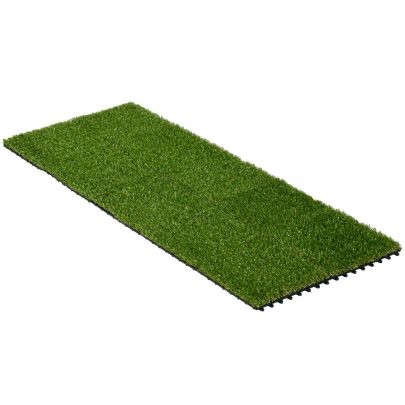 Outsunny 10 PCs 30 x 30cm Artificial Grass Turf, 25mm Pile Height Grass Carpet Fake Grass Mat UV Resistance for Outdoor