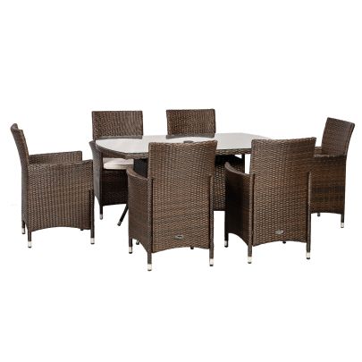 Nevada Quad Weave Standard Rattan 4 Seater Dining Set With Rectangle Table In Brown