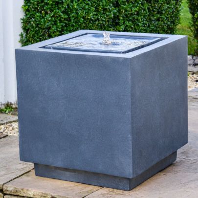 Ivyline Elite LED Cube Granite Contemporary Clay Fibre Water Feature