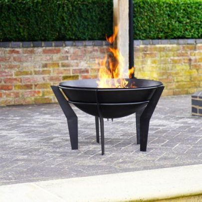 Outdoor Metal Kendal Firebowl on Stand in Black