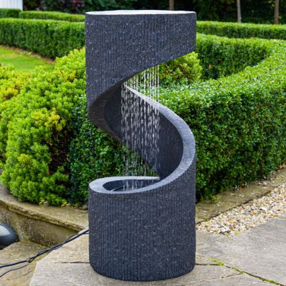 Ivyline Spiral Granite Contemporary Clay Fibre Water Feature