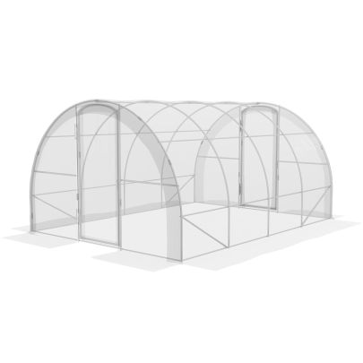 Outsunny Polytunnel Greenhouse Walk-in Grow House with PE Cover, Door and Galvanised Steel Frame, 4 x 3 x 2m, Clear