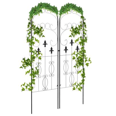 Outsunny Metal Trellis Set of 2, Garden Trellis for Climbing Plants Support Frames, Scrolls Design