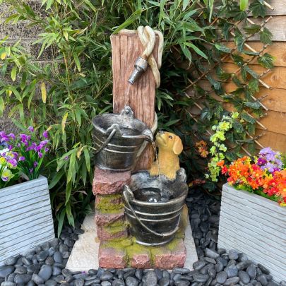 Puppy with Hose Animal Fountains Water Feature