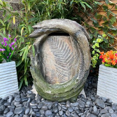 Solar Fossil Leaf Wood Effect Water Feature